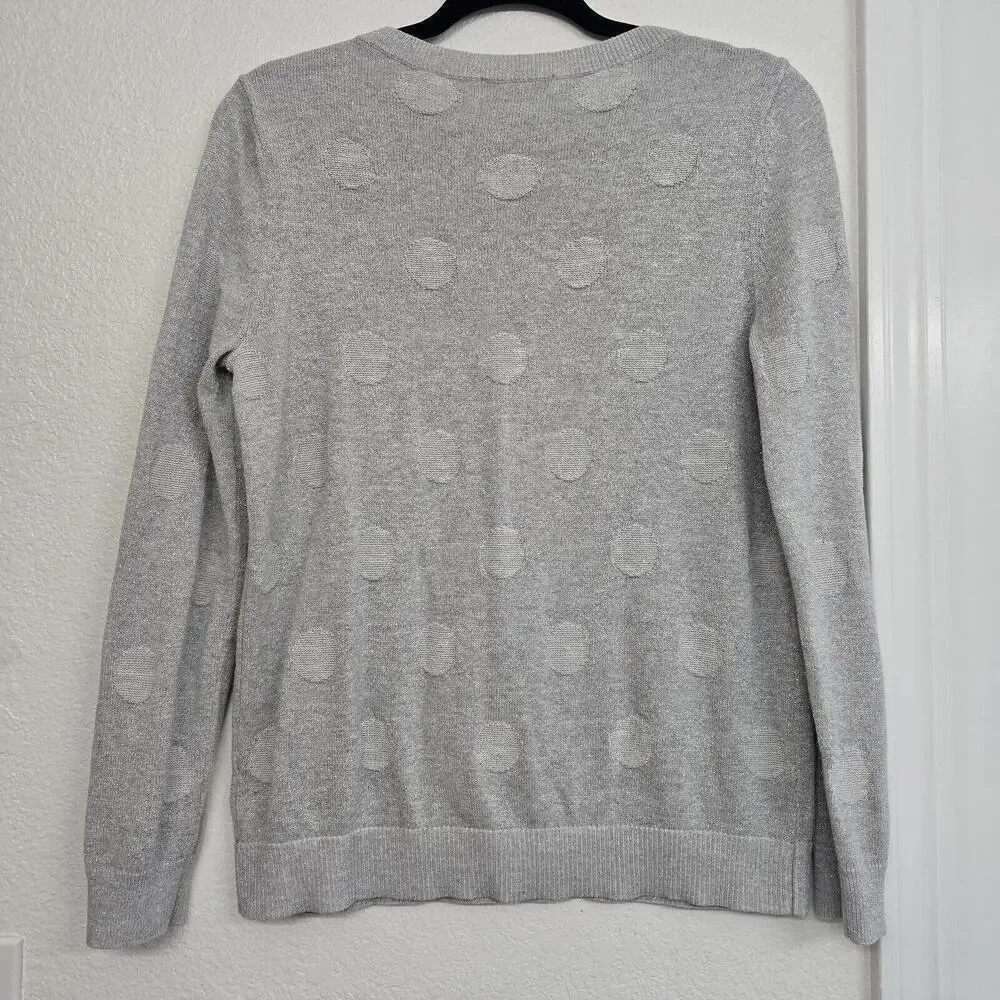 Liz Claiborne Women's Gray Metallic Silver Long Sleeve Pullover Sweater Size L - Picture 2 of 7